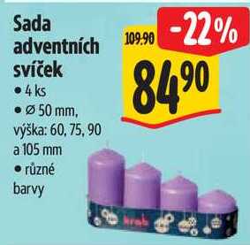 Sada adventních svíček, 4 ks 