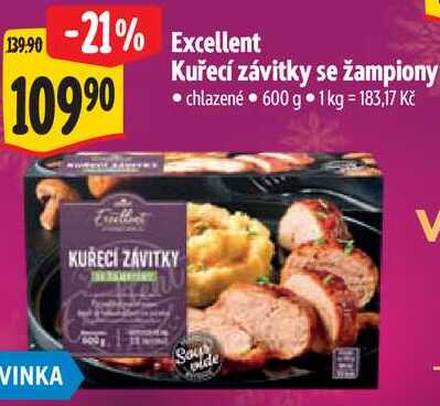 Excellent Kuřecí závitky se žampiony, 600 g