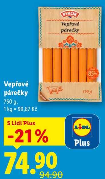 Vepřové párečky, 750 g
