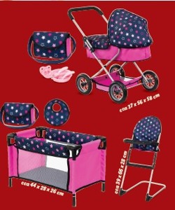 Kočárek/Postýlka se židličkou pro panenky