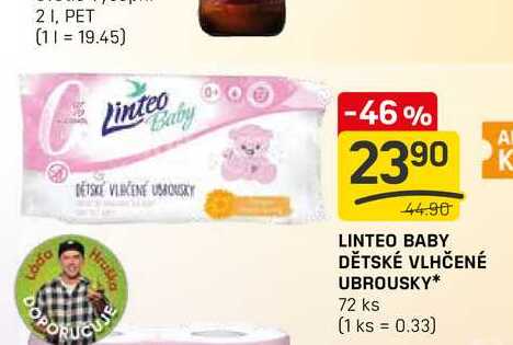 LINTEO BABY DĚTSKÉ VLHČENÉ UBROUSKY* 72 ks