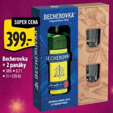 Becherovka +2 panáky, 0,7 l