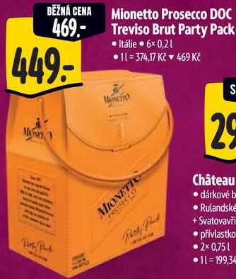 Mionetto Prosecco DOC Treviso Brut Party Pack, 6x 0,2 l