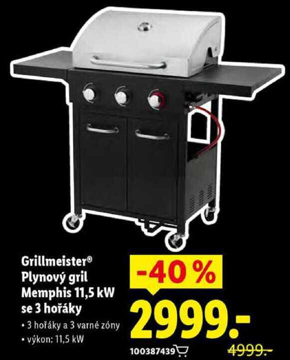 Grillmeister Plynový gril Memphis 11,5 kW se 3 hořáky