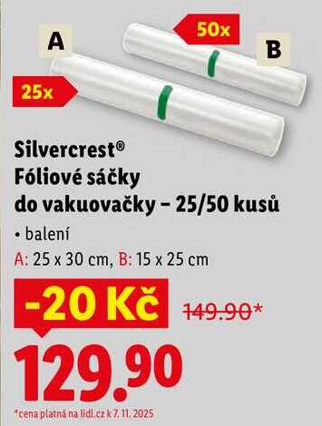 Silvercrest Fóliové sáčky do vakuovačky - 25/50 kusů