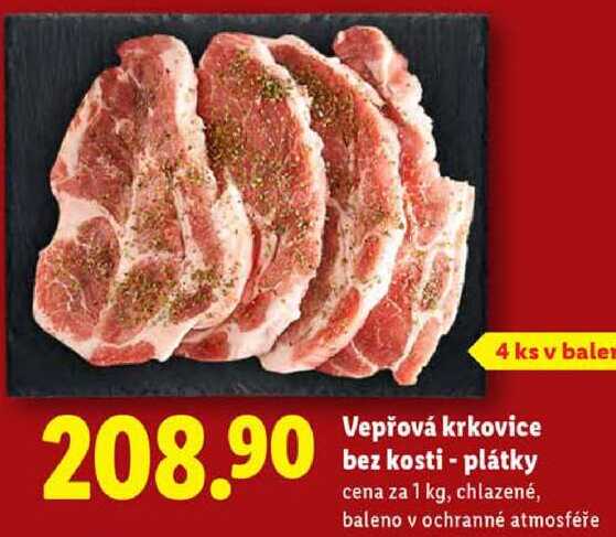 Vepřová krkovice bez kosti - plátky, cena za 1 kg