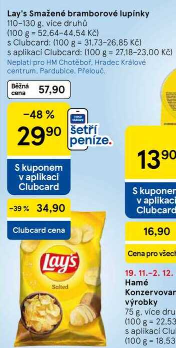 Lay's Smažené bramborové lupínky, 110-130 g