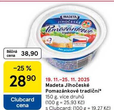 Madeta Jihočeské Pomazánkové tradiční, 150 g, více druhů  