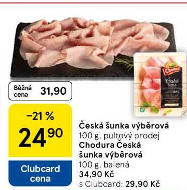 Česká šunka výběrová, 100 g, balená