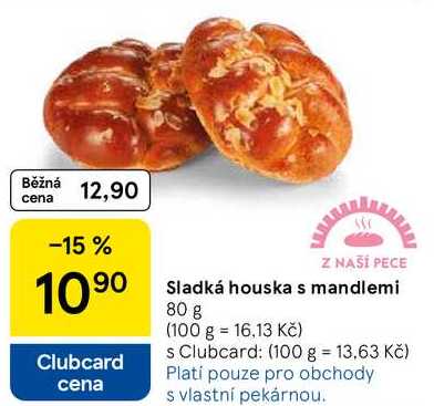 Sladká houska s mandlemi, 80 g