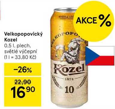 Velkopopovický Kozel, 0.5 l, plech. světlé výčepní