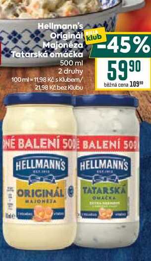 Hellmann's Originál Majonéza, Tatarská omáčka 500 ml