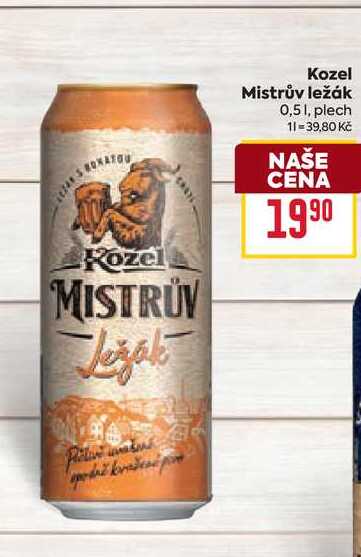 Kozel Mistrův ležák 0,51, plech