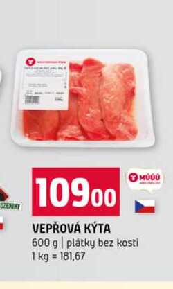 VEPŘOVÁ KÝTA 600 g plátky bez kosti 
