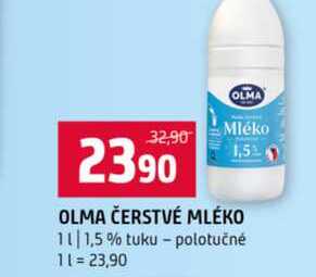 OLMA ČERSTVÉ MLÉKO 1l 1,5% tuku polotučné