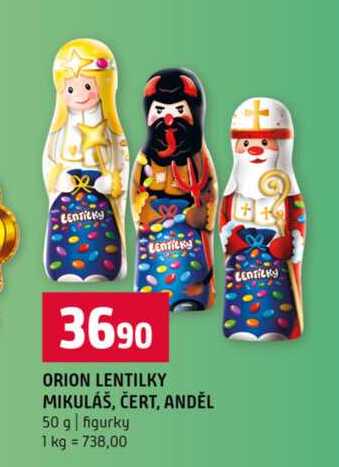 ORION LENTILKY MIKULÁŠ, ČERT, ANDĚL 50 g figurky