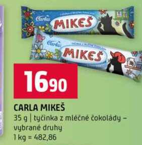 CARLA MIKEŠ 35 g tyčinka z mléčné čokolády vybrané druhy