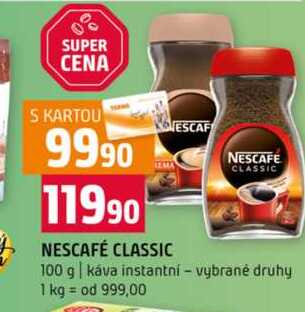 NESCAFE CLASSIC 100 g káva instantní vybrané druhy