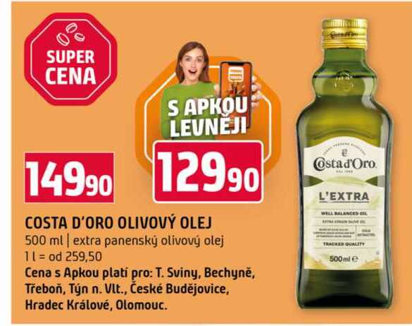 COSTA D'ORO OLIVOVÝ OLEJ 500 ml extra panenský olivový olej