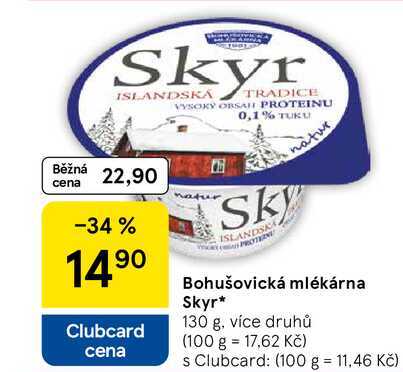 Bohušovická mlékárna Skyr, 130 g, více druhů  