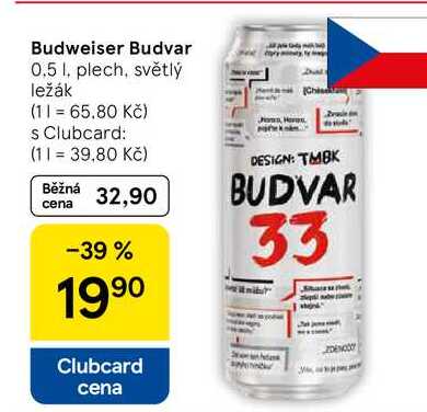 Budweiser Budvar, 0.5 l, plech, světlý ležák