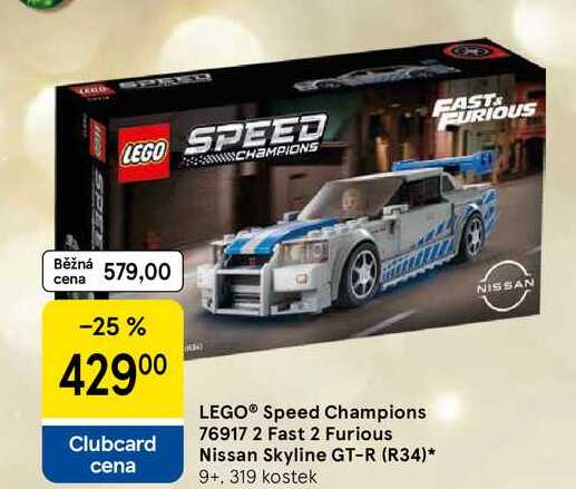 LEGO® Speed Champions 76917 2 Fast 2 Furious Nissan Skyline GT-R (R34), 9+, 319 kostek 