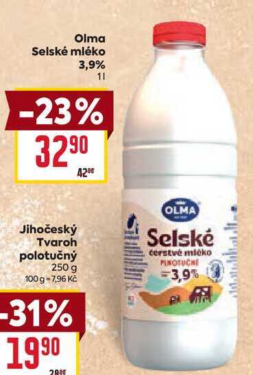 Olma Selské mléko 3,9% 1l