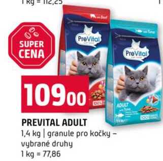 PREVITAL ADULT 1,4 kg granule pro kočky vybrané druhy