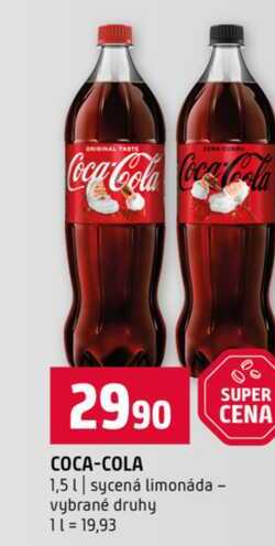 COCA-COLA 1,5l sycená limonáda vybrané druhy