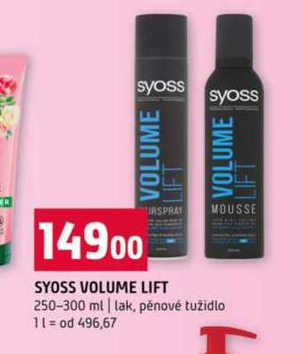 SYOSS VOLUME LIFT 250-300 ml lak, pěnové tužidlo 