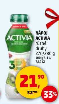 NÁPOJ ACTIVIA, 270/280 g 