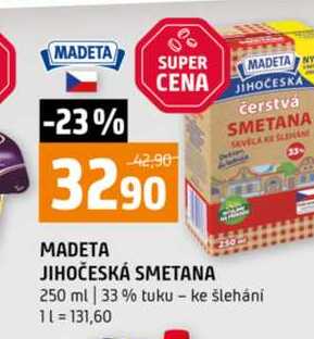 MADETA JIHOČESKÁ SMETANA 250 ml 33% tuku - ke šlehání 