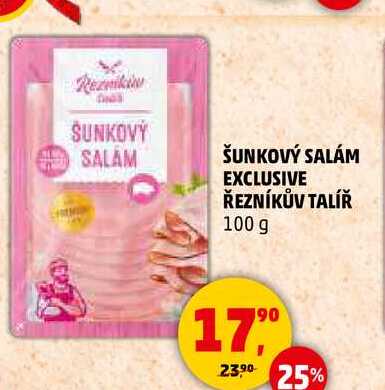 ŠUNKOVÝ SALÁM EXCLUSIVE ŘEZNÍKŮV TALÍŘ, 100 g 