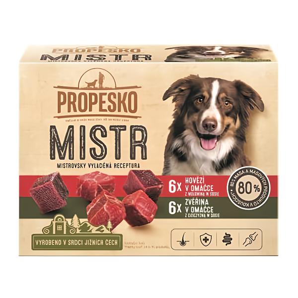 Propesko Mistr Filetky s hovězím a zvěřinou v omáčce pro psy 12x85g