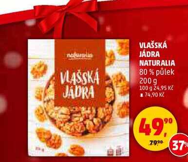 VLAŠSKÁ JÁDRA NATURALIA 80 % půlek, 200 g 
