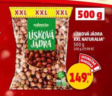 LÍSKOVÁ JÁDRA XXL NATURALIA, 500 g