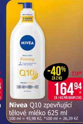 Nivea Q10 zpevňující tělové mléko 625 ml