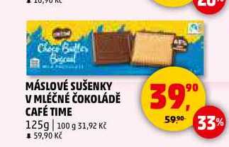 MÁSLOVÉ SUŠENKY V MLÉČNÉ ČOKOLÁDĚ CAFÉ TIME, 125g 