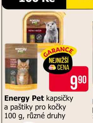 Energy Pet kapsičky a paštiky pro kočky 100 g, různé druhy