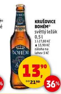 KRUŠOVICE BOHÉM světlý ležák, 0,5 l