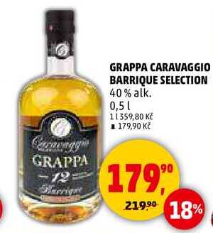 GRAPPA CARAVAGGIO BARRIQUE SELECTION, 0,5 l