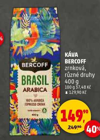 KÁVA BERCOFF zrnková, 400 g