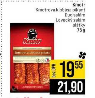 Kmotr Kmotrova klobása pikant Duo salám Lovecký salám plátky 75 g