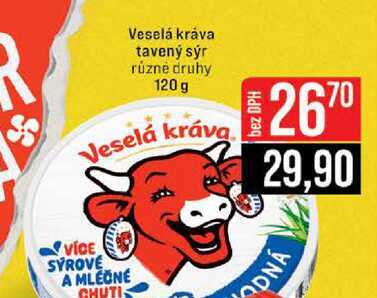 Veselá kráva tavený sýr různé druhy 120 g