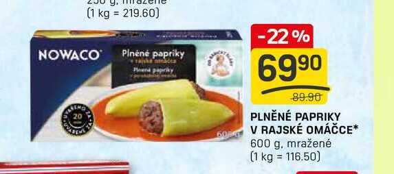 PLNĚNÉ PAPRIKY V RAJSKÉ OMÁČCE 600 g, mražené