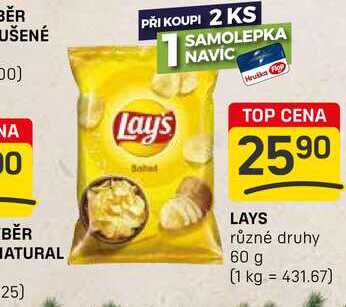 LAYS různé druhy 60 g