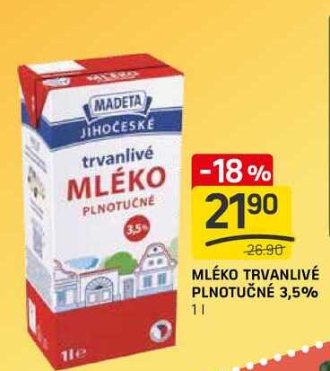 MLÉKO TRVANLIVÉ PLNOTUČNÉ 3,5% 1l