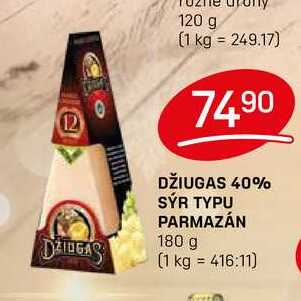DŽIUGAS 40% SÝR TYPU PARMAZÁN DZIDGAS 180 g