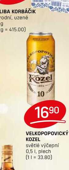 VELKOPOPOVICKÝ KOZEL světlé výčepní 0,5l, plech