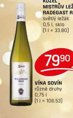 VÍNA SOVÍN různé druhy 0,75l